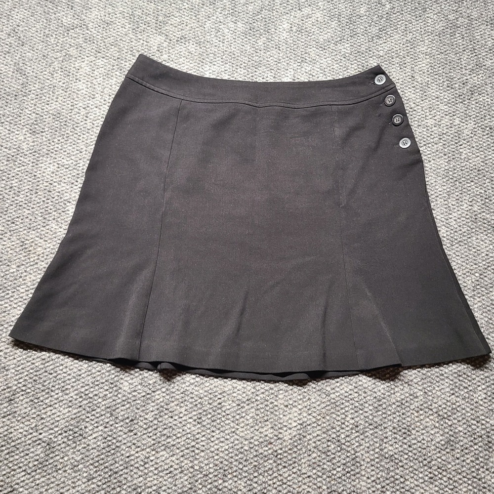 Apt. 9 Womens Black Side Button Stretch Flared Skirt Size 16 2773